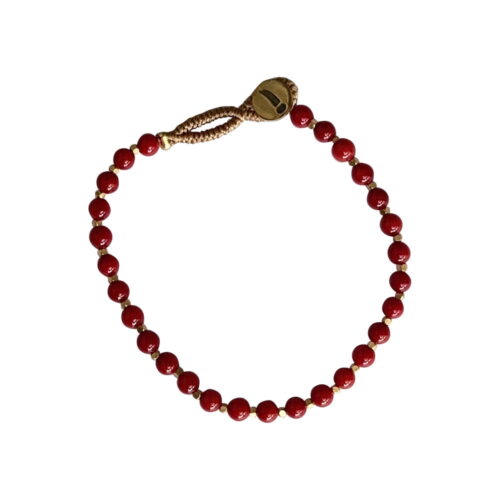 Ibu Jewels Bo Round armbånd i Red Jade