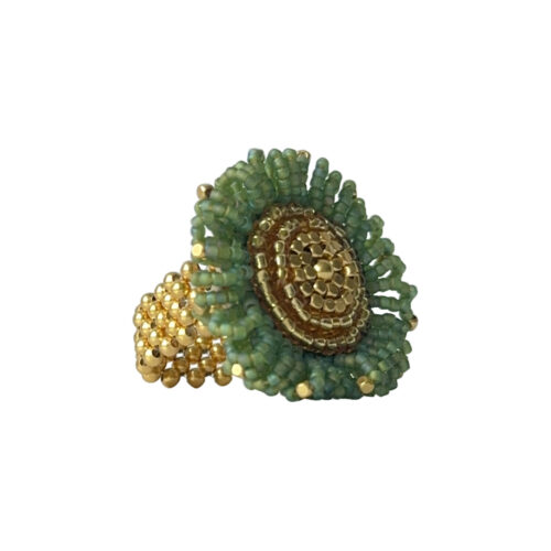 Ibu Jewels Sunflower ring i farven Bamboo Green